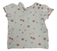 Bílo-růžové tričko s broskvemi Topomini