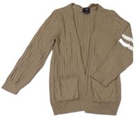 Hnědý žebrovaný svetrový cardigan s pruhy River Island