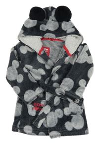 Tmavošedý plyšový župan s Mickeym a kapucí Primark