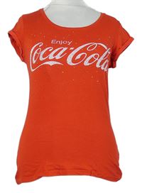 Dámské červené tričko s logem a kamínky Coca Cola 