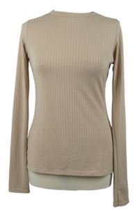 Dámské béžové žebrované triko PrettyLittle Thing