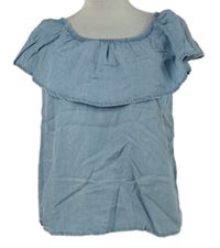 Dámská světlemodrá halenka riflového vzhledu s volánem Esmara 