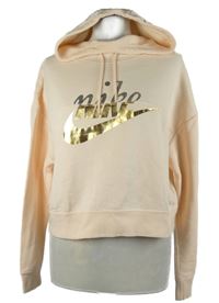 Dámská světlerůžová crop mikina s logem a kapucí Nike 