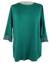 Dámské tmavozelené triko s krajkou 