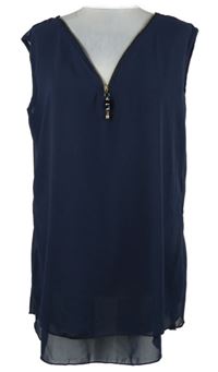 Dámská tmavomodrá šifonová halenková tunika