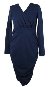 Dámské tmavomodré pouzdrové šaty Quiz 