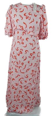 Nové - Dámské světlerůžovo-červené vzorované dlouhé šaty Nobody´s child 