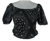 Dámská černá vzorovaná žabičková crop halenka 