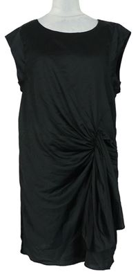 Dámské černé saténové šaty s nařasením Vero Moda 