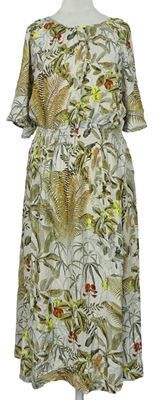 Dámské béžové květované midi šaty H&M