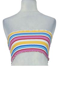 Dámský barevný pruhovaný žabičkový bandeau top Primark 