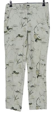 Dámské smetanovo-khaki květované kalhoty M&S
