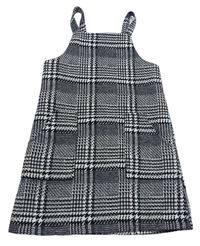 Černo-bílé kostkované vlněné laclové šaty F&F