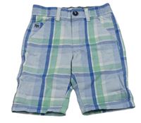 Modro-bílo-zelené kostované plátěné chino kraťasy Jasper Conran