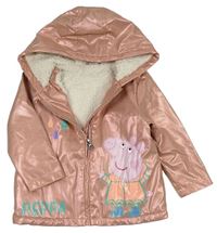Růžová nepromokavá zateplená bunda s Peppa pig a kapucí