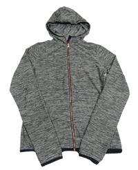 Šedo-černá melírovaná sportovní propínací mikina s kapucí zn. H&M