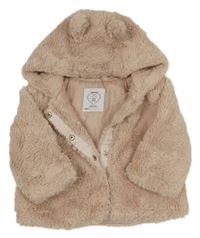 Světlerůžová chlupatá bunda s kapucí Primark 