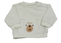 Bílá žebrovaná mikina s medvědem Dunnes