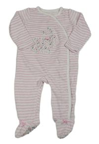 Bílo-růžový pruhovaný sametový overal s králíčkem zn. St. Bernard