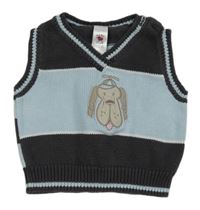 Šedo-modrá pletená vesta s pejskem C&A