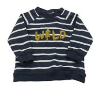 Tmavomodro-bílá pruhovaná mikina s nápisem Mamas&Papas