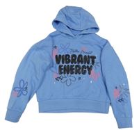 Modrá crop mikina s nápisem a kapucí Matalan