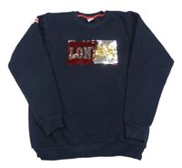 Tmavomodrá silnější mikina s překlápěcími flitry 