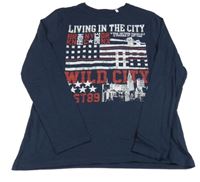 Tmavomodré triko s potiskem C&A vel. 176