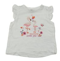 Bílé tričko s plameňáky Dopodopo