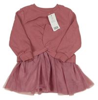 Nové - růžové teplákovo/tylové šaty F&F