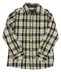 Černo-bílo-žluto-červená kostkovaná košile Esprit