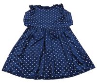 Tmavomodré sametové šaty s hvězdičkami 