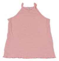 Neonově růžovo-bílý pruhovaný top Zara