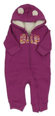 Lila tepláková zateplená kombinéza s kapucí GAP