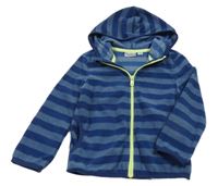 Tmavomodro-světlemodrá pruhovaná propínací fleecová mikina s kapucí Impidimpi