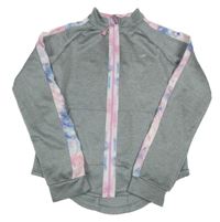 Šedo-růžovo-barevná propínací sportovní  mikina Primark