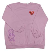 Růžová mikina se srdcem H&M