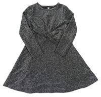 Černo-stříbrné šaty s mašlí Primark