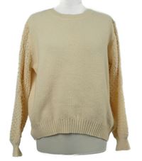 Dámský pudrový svetr s vzorovanými rukávy