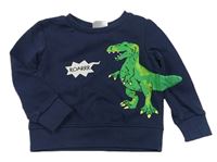 Tmavomodrá mikina s dinosaurem 