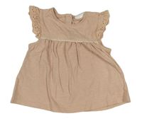 Pudrová melírovaná šatová tunika s volánky s madeirou Next