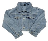 Modrá riflová crop bunda Shein