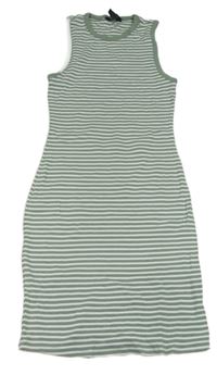 Zeleno-bílé pruhované bavlněné šaty New Look