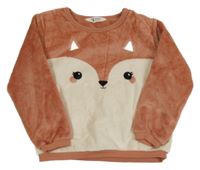 Růžovo-bílá chlupatá mikina s liškou H&M