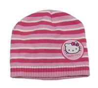 Růžovo-bílá pruhovaná pletená čepice s Kitty Sanrio