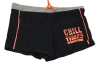 Černé nohavičkové plavky s neonovým nápisem 