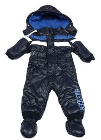 Tmavomodrá šusťáková zimní kombinéza s kapucí Tommy Hilfiger