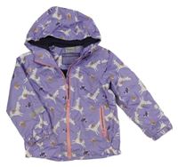 Lila šusťáková jarní bunda s lamami a kapucí Impidimpi