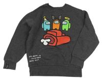 Tmavošedá mikina s potiskem - Among Us