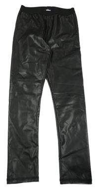 Černé koženkové legíny Hema